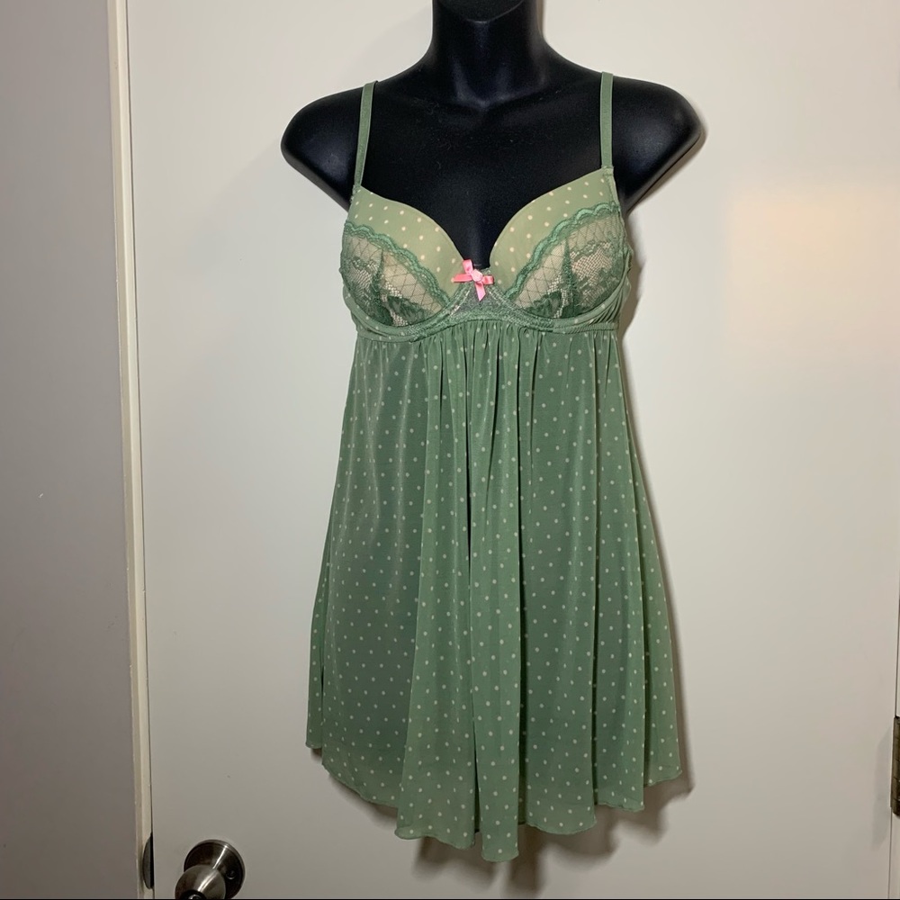 Small La Senza green polka Dot babydoll